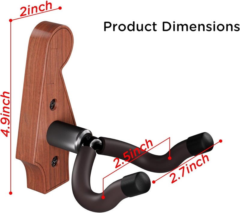 DIDA Guitar Wall Mount - U-Shape Guitar Wall Hangers, Guitar Accessories with 5 Guitar Picks, Guitar Wall Mount Hanger for Acoustic Guitar, Electric Guitar, Banjo, Bass, Mandolin (Style A-Rosewood) - Image 5